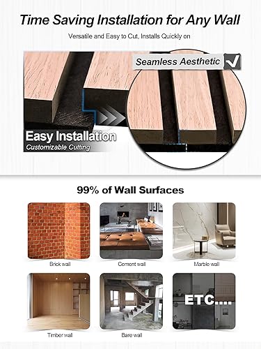 Miniatura 4 de Woven Sound Paneles de madera para pared, funcionalidad y durabilidad, diseño acanalado mejorado y acústico a prueba de sonido, decoración de pared