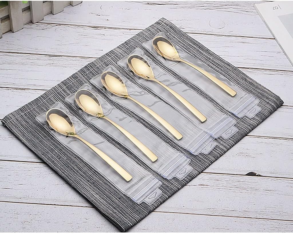 Tea Spoons Stainless Steel Spoon Rice Spoon Dessert Spoon Coffee Spoon Titanium Spoon Mixing Spoon Golden Spoon Spoon Craft Spoon Ice Tea Spoons (Color : Gold, Size : 5 Pieces) (Gold 5 Pieces)