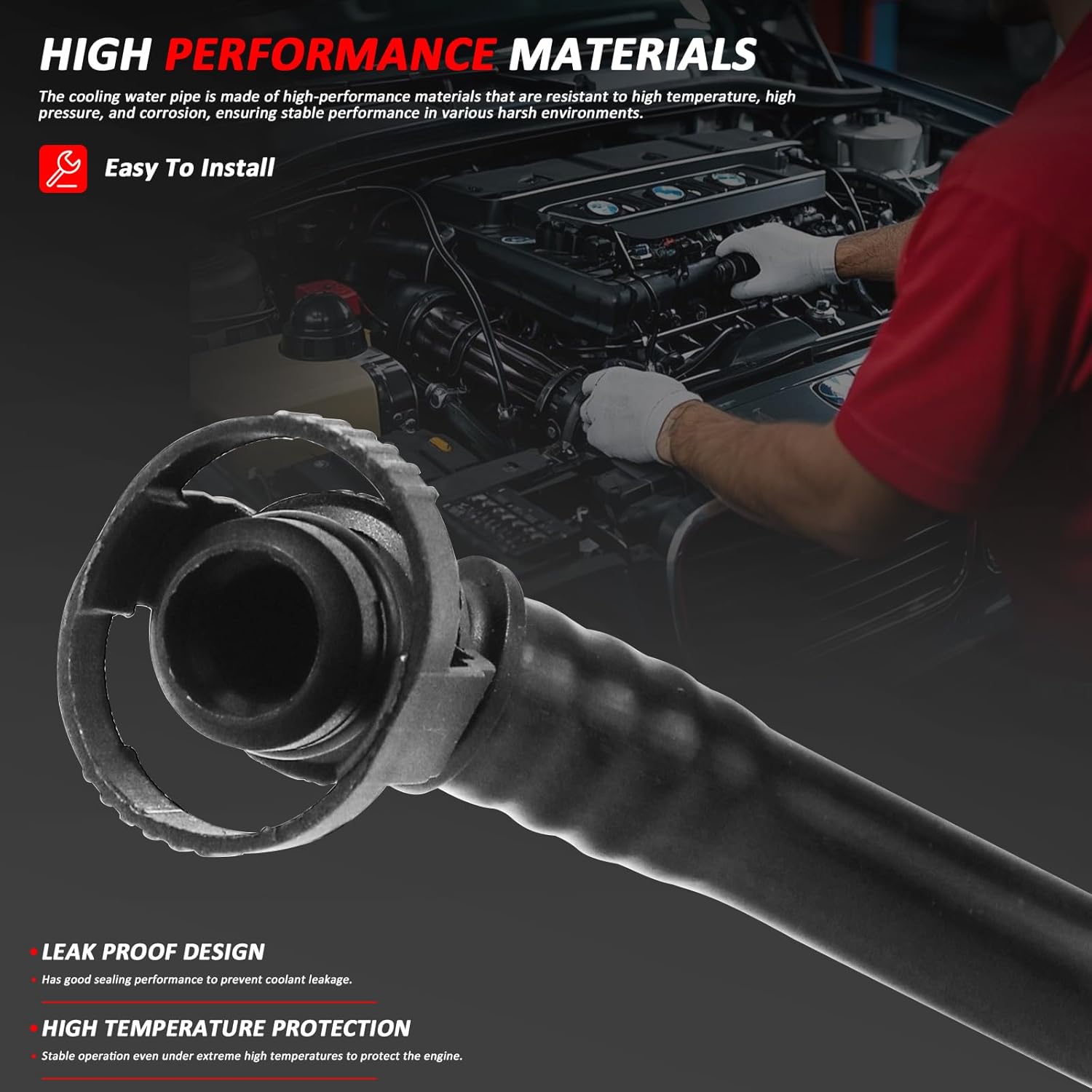 13907595191 Cooling Water Pipe Rubber Water Pipe 2008-2019 For BMW 5 Series 6 Series F02 F07 F10 F06 F12 F13 F02 E70 F15 E71 F16 535i 535i xDrive 640i 640i xDrive X5 X6 Replact # 13904601575