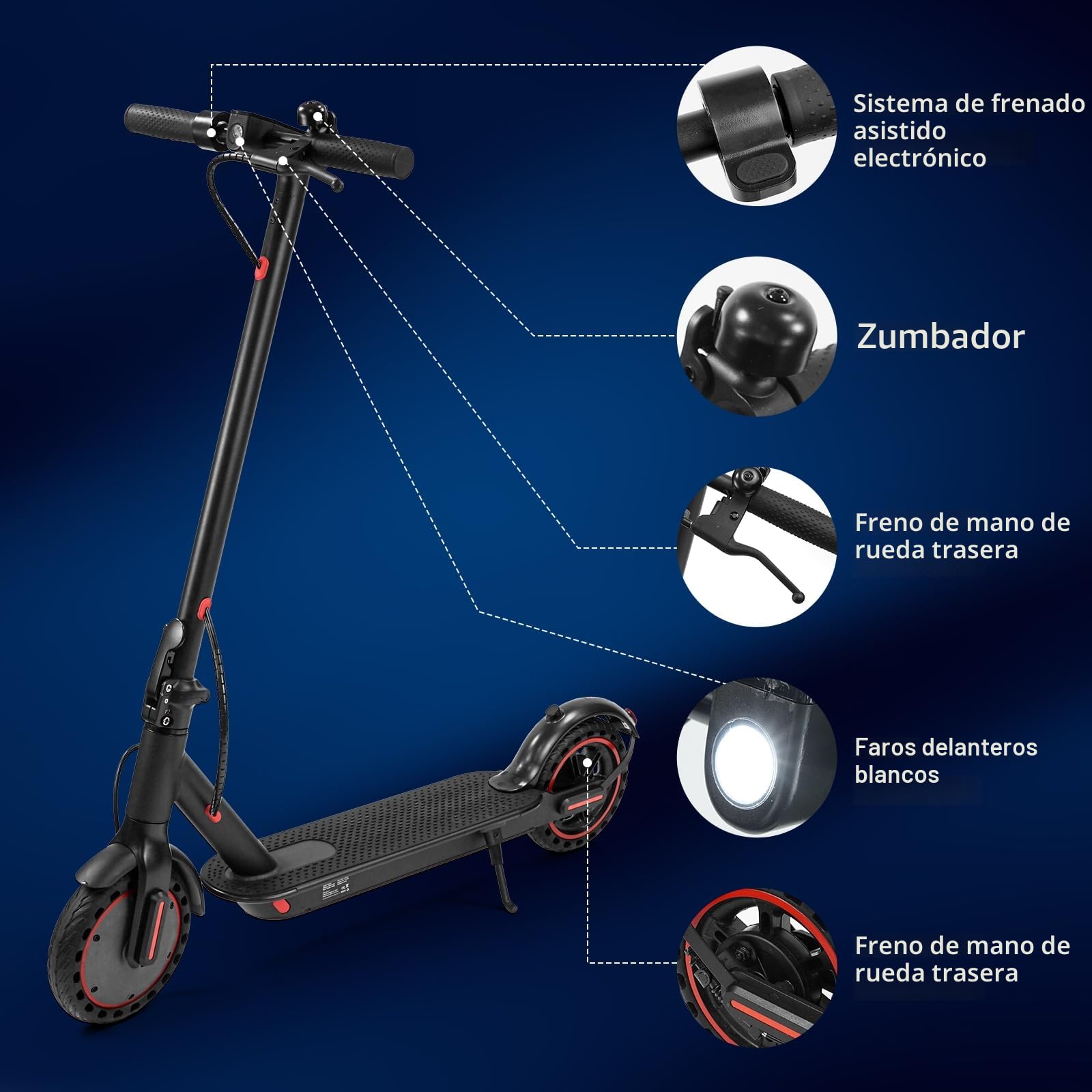 8.5" Patinete eléctrico Plegable de aleación, Conexión App Móvil,30Km de autonomía, batería 387 WH, Carga máxima 120KG Gris