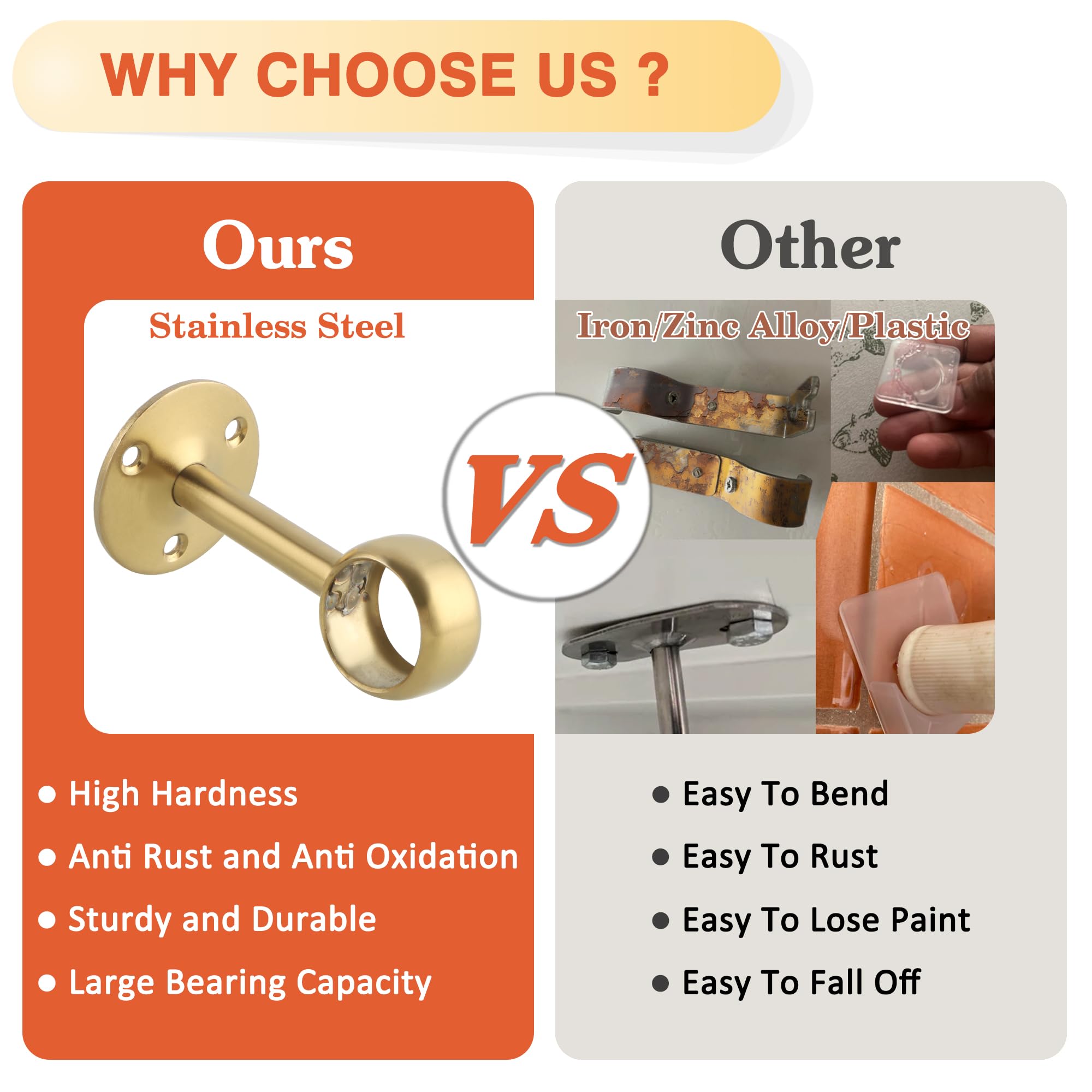 Curtain Rod Brackets - Wall & Ceiling Mount -8