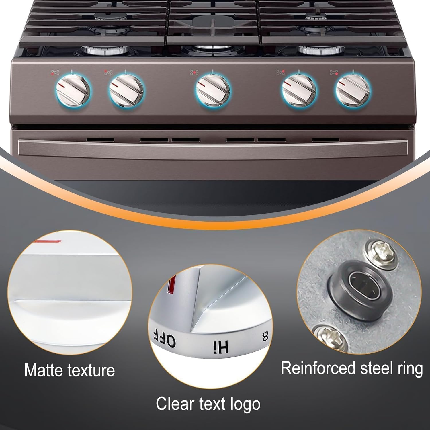 DG64-00975A 4 PCS Electric Range Knob Compatible with Samsung knobs NE / NX9000tNE / NX9000t knob DG64-00975A 001 DG64-00975A 002 knobs Compatible with Samsung Electric Stove/Oven Knobs