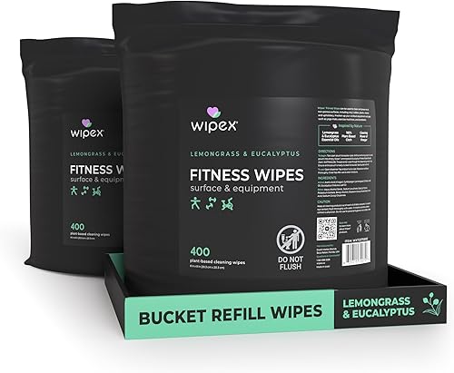 Wipex Gym Wipes - Rollo de recambio de cubeta – Toallitas para equipos de fitness a base de plantas, limoncillo, eucalipto y vinagre para limpiar