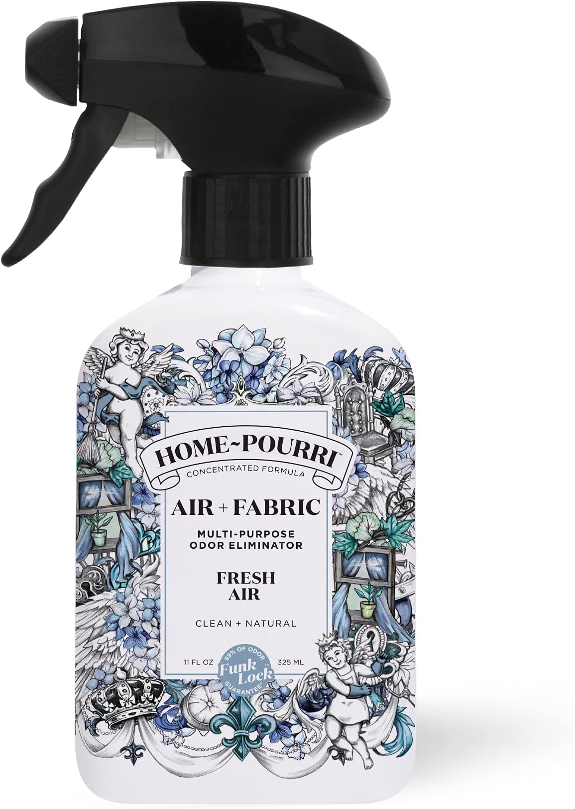 - Home-Pourri Air + Fabric Multi-Purpose Odor Freshener Spray, 11 Fl Oz, Up to 570 Uses, Fresh Air Scent, Room Deodorizer with Essential Oils, for Carpets, Couches, Bedding & Curtains