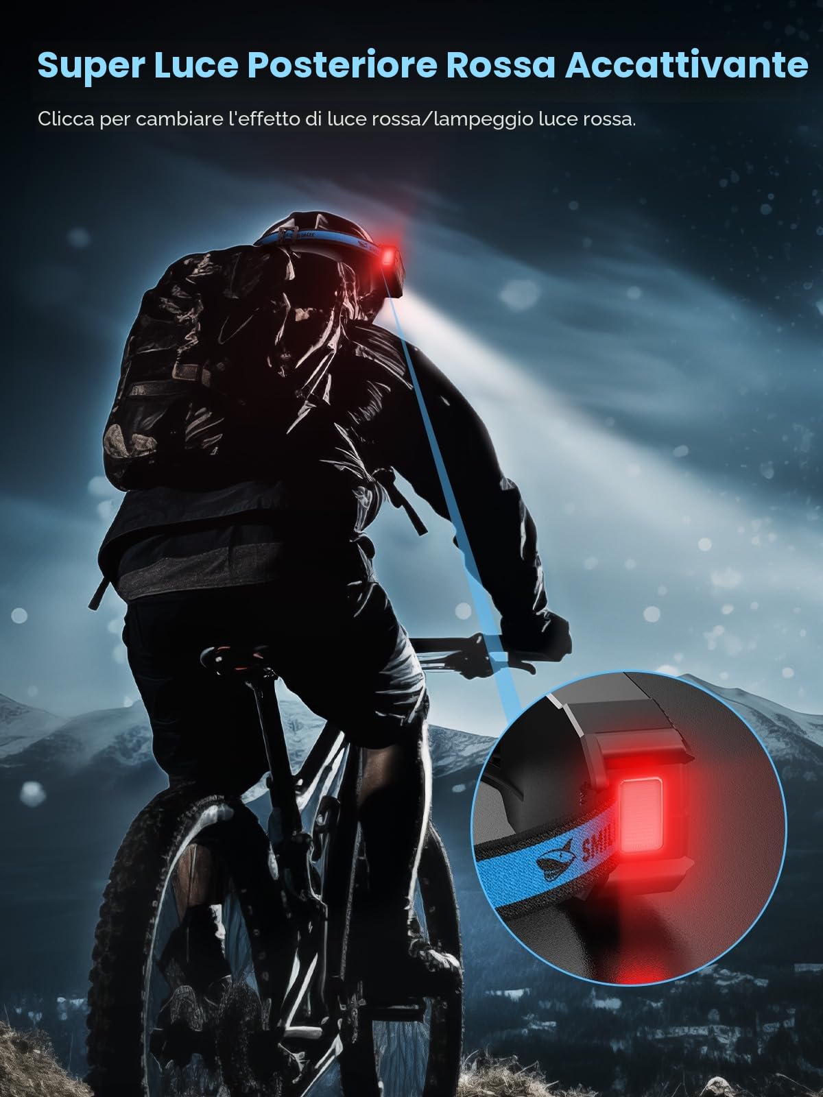 Smiling Shark Torcia Frontale, 2 Pack Ricaricabile Headlamp 7* Luce Bianche Sensore Movimento Super Brillante Rojo Luz Trasera Per Campeggio Pescar Correr Reparar, Torcia-Frontale-Lampada-Ricaricabile