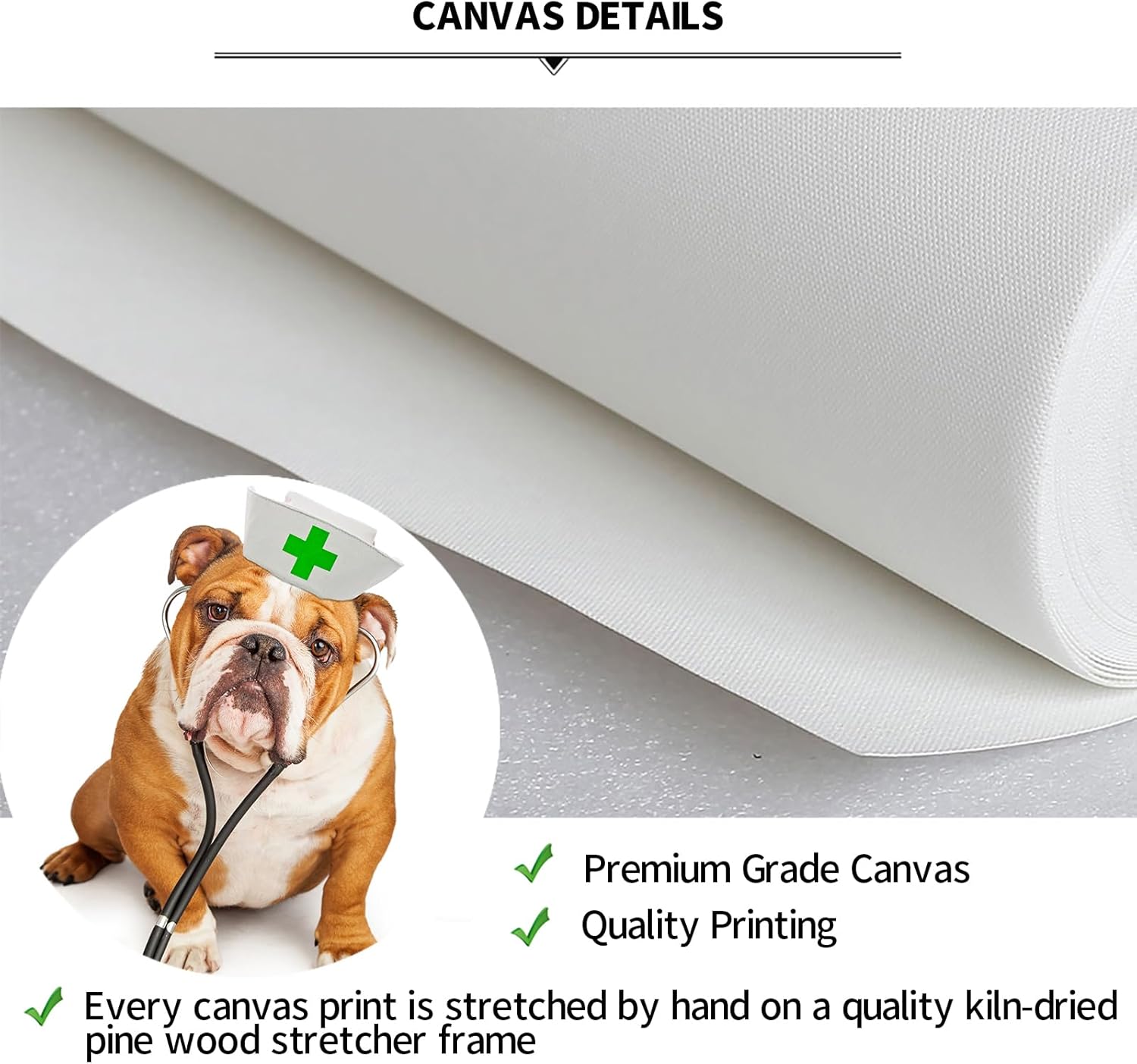 iKNOW FOTO 3-Piece Dog Canvas Art Prints Set French Bulldog with Stethoscope, Chihuahua Vet Doctor, Bulldog Nurse Hat Posters for Veterinarian Office Pet Shop Hospital Wall Decor 12x16''