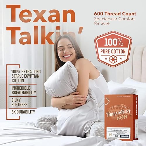 Miniatura 2 de Texas Linen Co. Comfy Sheets - Juego de sábanas de 600 hilos, 100% algodón, 4 piezas de algodón de fibra larga para cama, transpirable, suave y