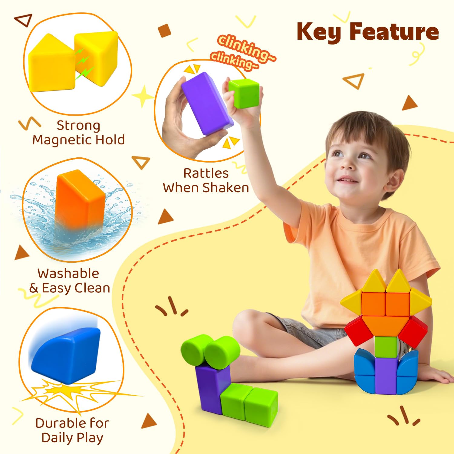 Magnetic Building Blocks for Kids - 3D Shapes -3