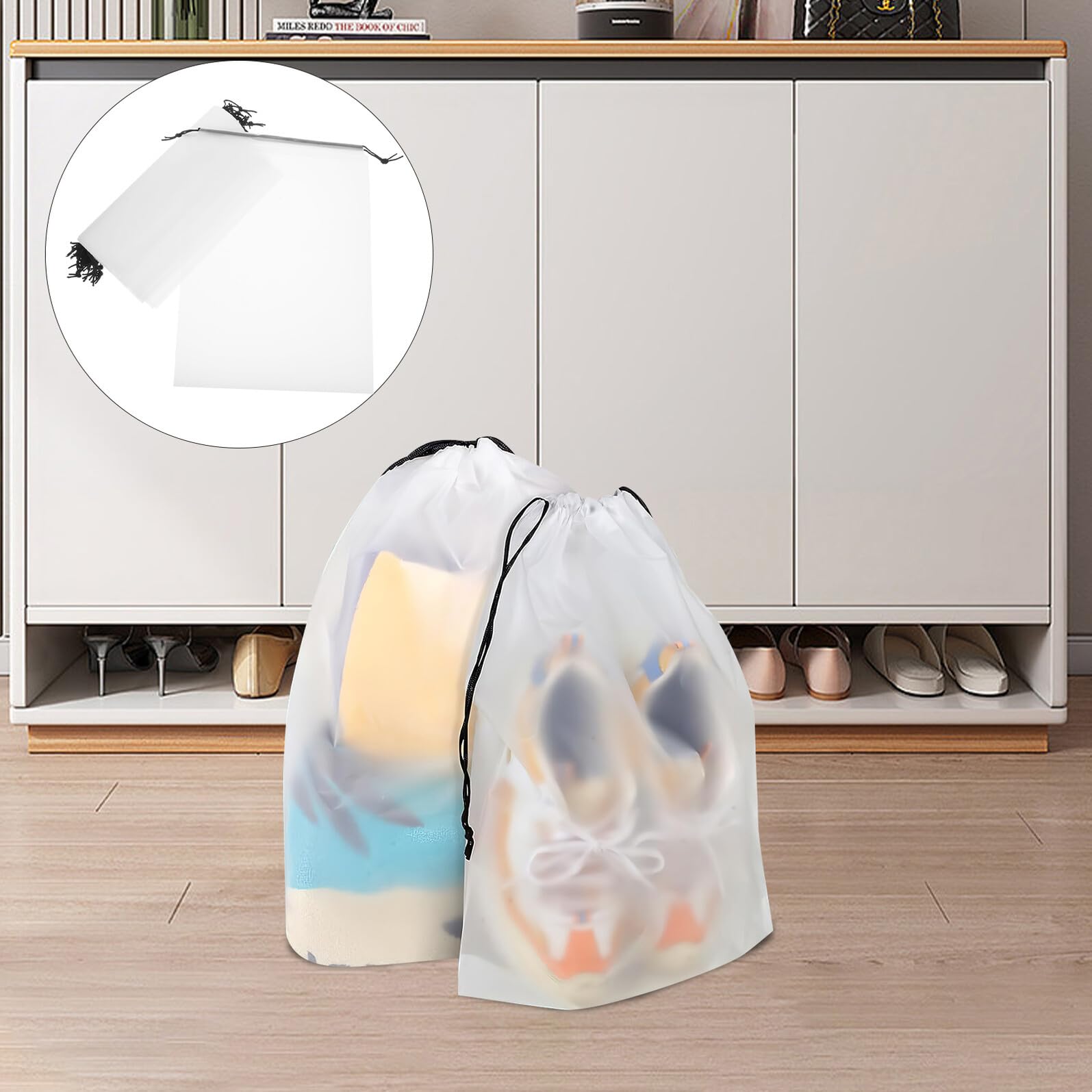 Beaupretty 40 Bolsas para Zapatos de Viaje Transparentes Cordón, Organizador Reutilizable de PE Resistente 30x40 Cm, Bolsas Lavables para Guardar y Proteger Calzado en Maletas y
