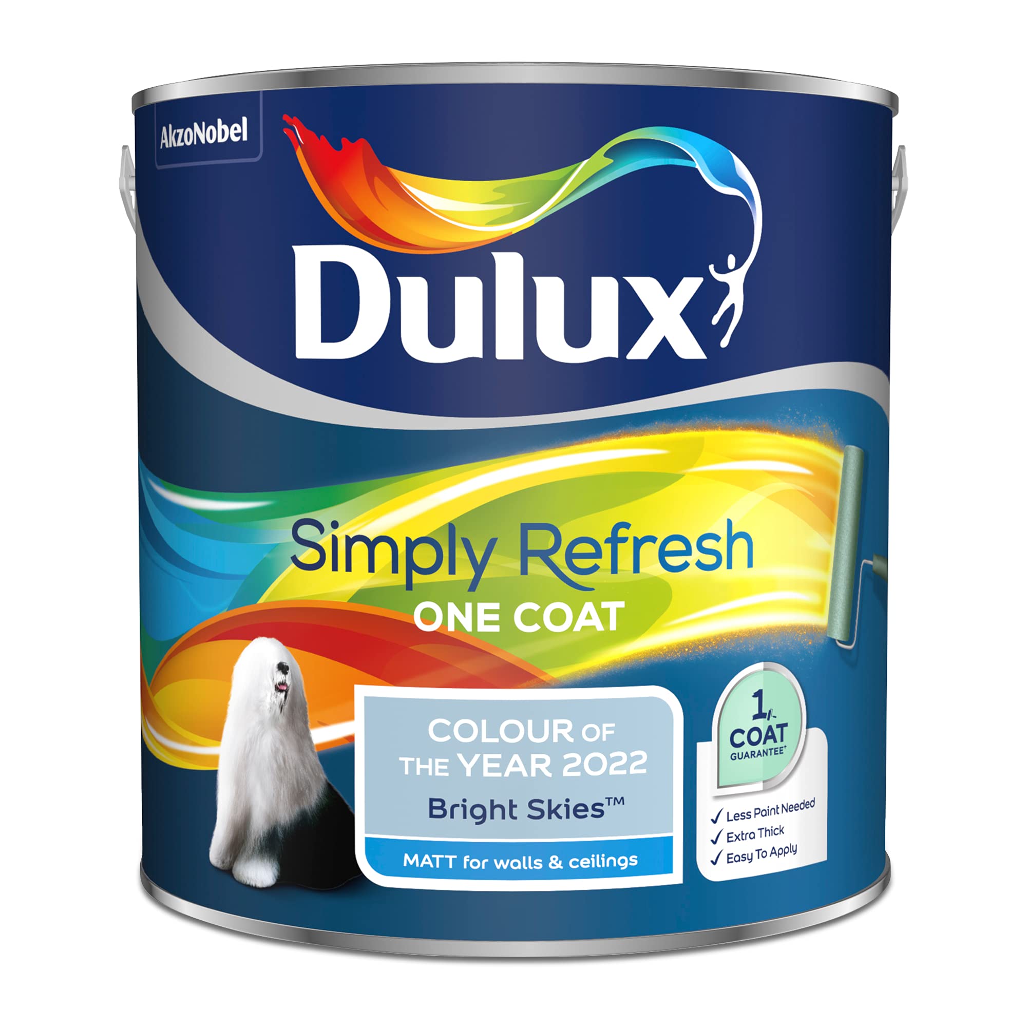 Dulux Simply Refresh One Coat Matt Emulsion Paint - Bright Skies - 2.5 Litre, 5599874