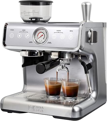 Ultima Cosa Máquina de café expreso con molinillo, con espumador de leche, varita de vapor barista con tanque de agua extraíble para capuchinos o