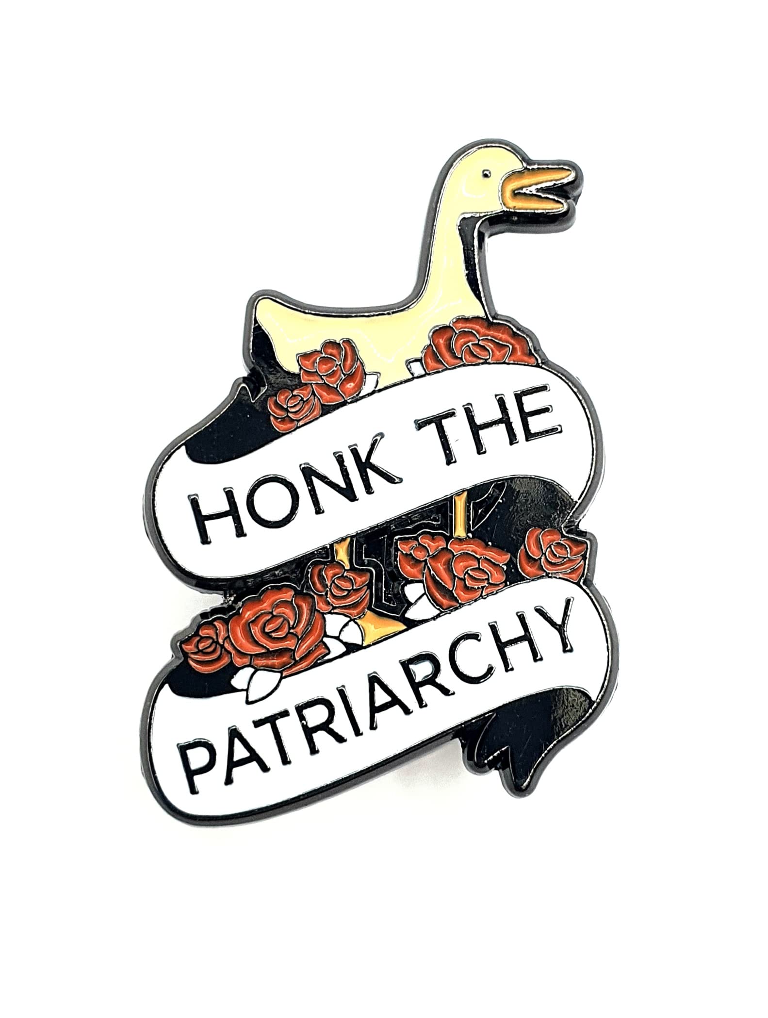SNS Components HONK! The Patriarchy Angry Rebel Goose Meme Metal Enamel Pin Badge, Metal