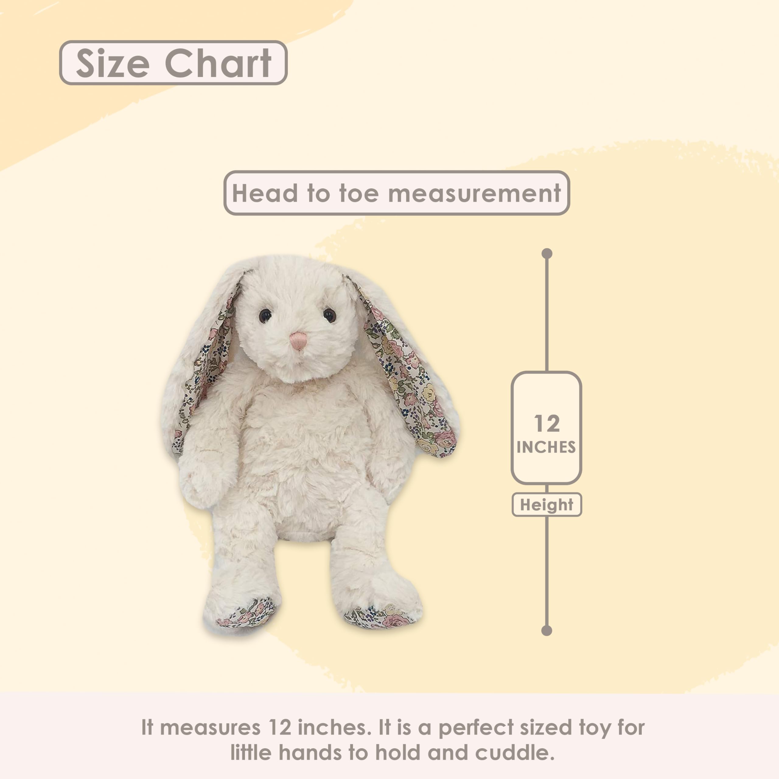 MON AMI Faith Cream Bunny Stuffed Animal 13"/33cms, 12 inches - Image 2