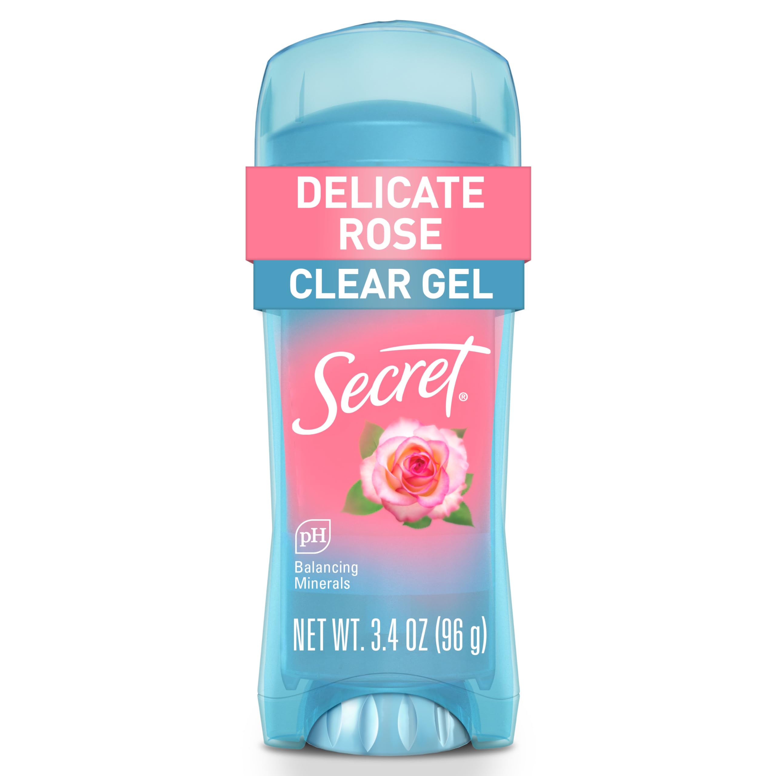 Secret Fresh Antiperspirant Deodorant for Women, 72hr Breathable Sweat & Odor Protection, Instant Freshness & Gentle, PH Balancing Minerals, Clear Gel, Delicate Rose Scent, 3.4 oz