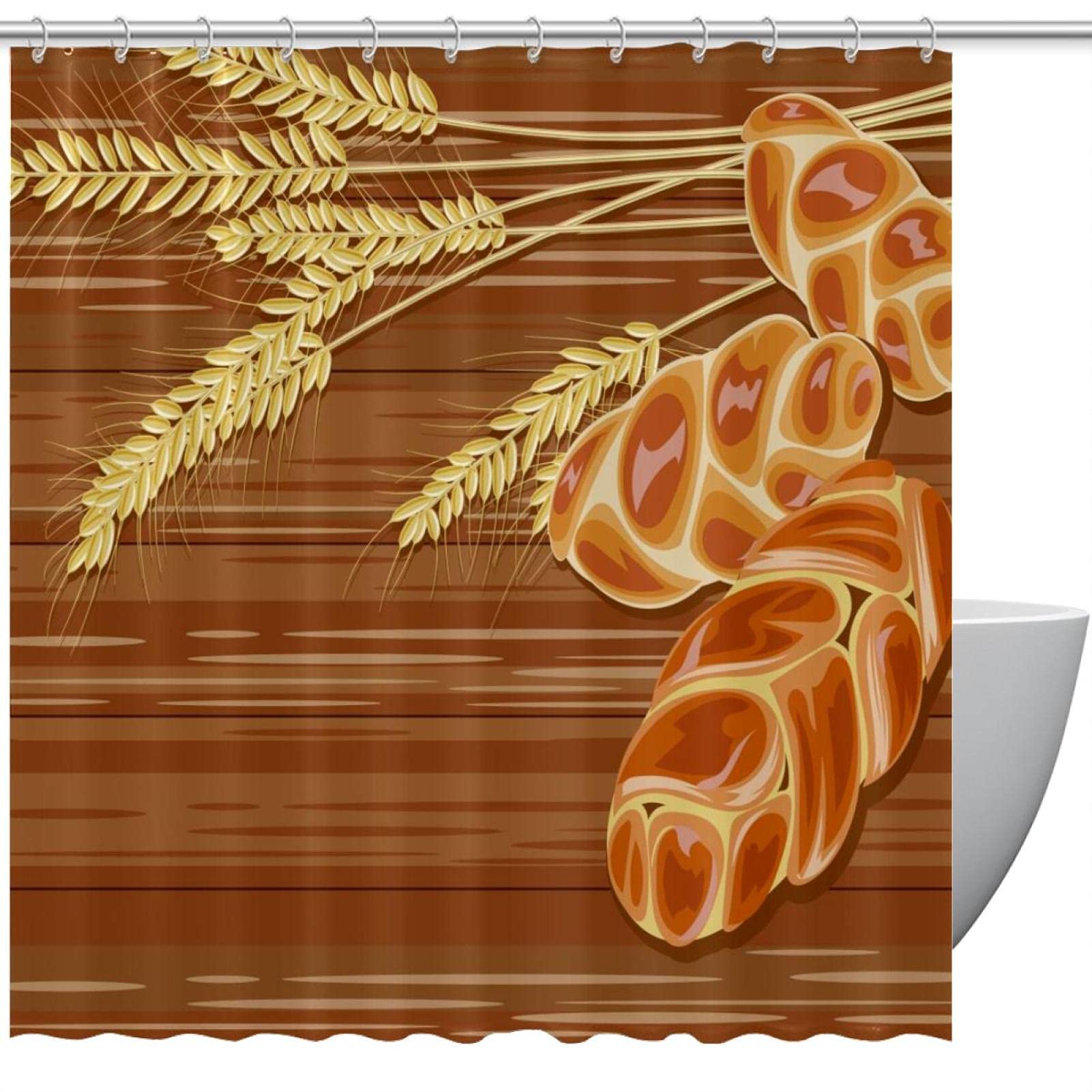 Rideau de douche Challah bois traditionnel fond bois déco salle de bain