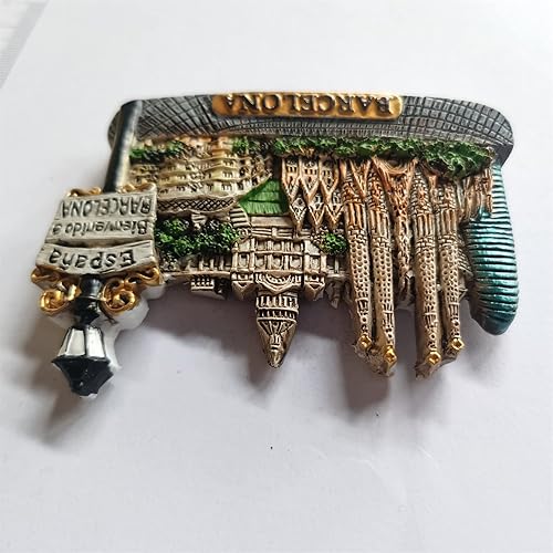 Miniatura 5 de 3D Barcelona España emblemático imán de nevera regalo de recuerdo, resina hecha a mano Barcelona imán nevera hogar y cocina decoración colección