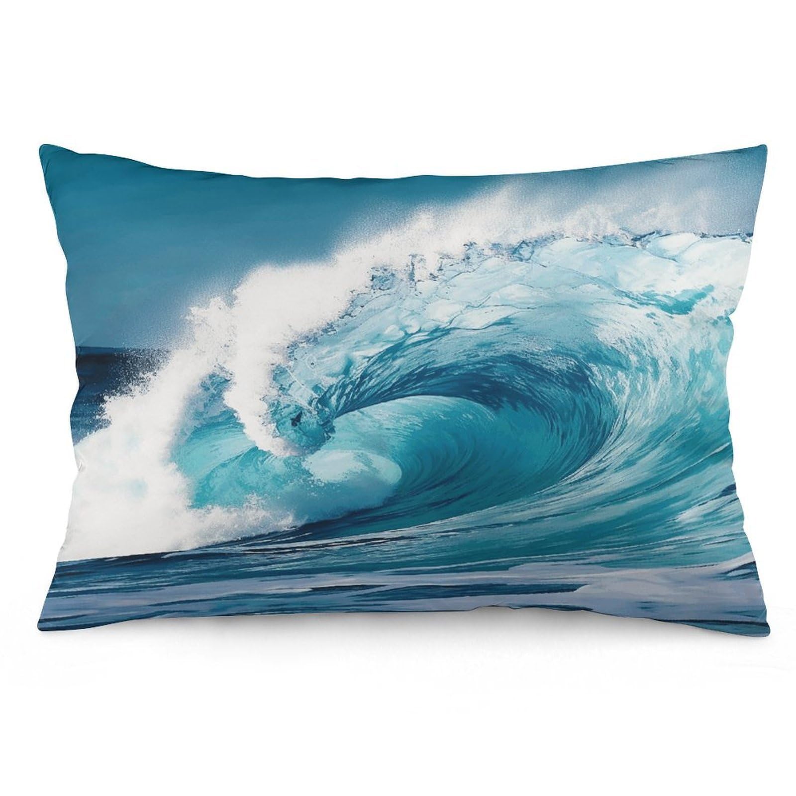 Ocean Wave Throw Pillow Cover Soft Lumbar Pillow Covers with Zipper Breathable Rectangular Cushion Case Polyester Pillow Case Decorative Body Pillow Cover for Couch Bed