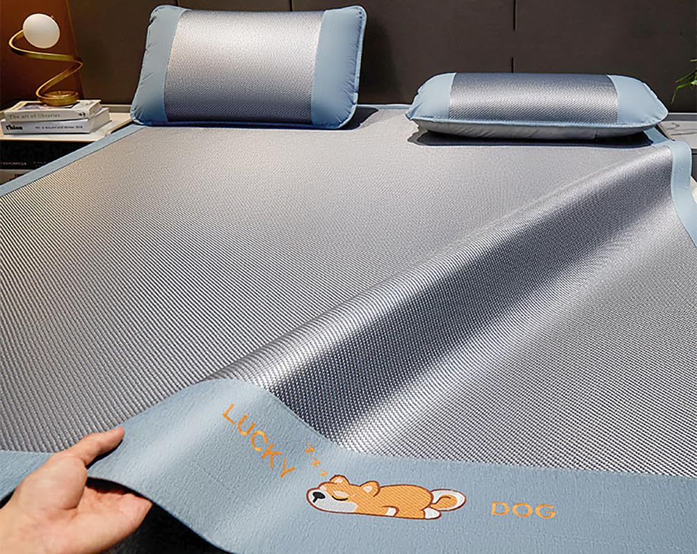 Summer Sleeping Mat, Bamboo Foldable Cooling Mat For Bed Multicolor Multiple Sizes(Blue 2,180 * 200cm)