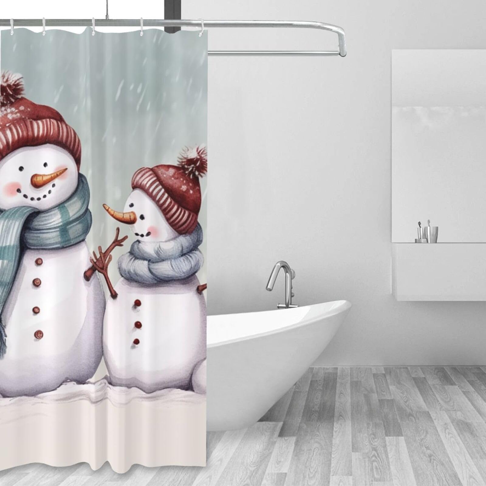 Rideau de douche hivernal bonhomme de neige pour transformer votre salle de bain