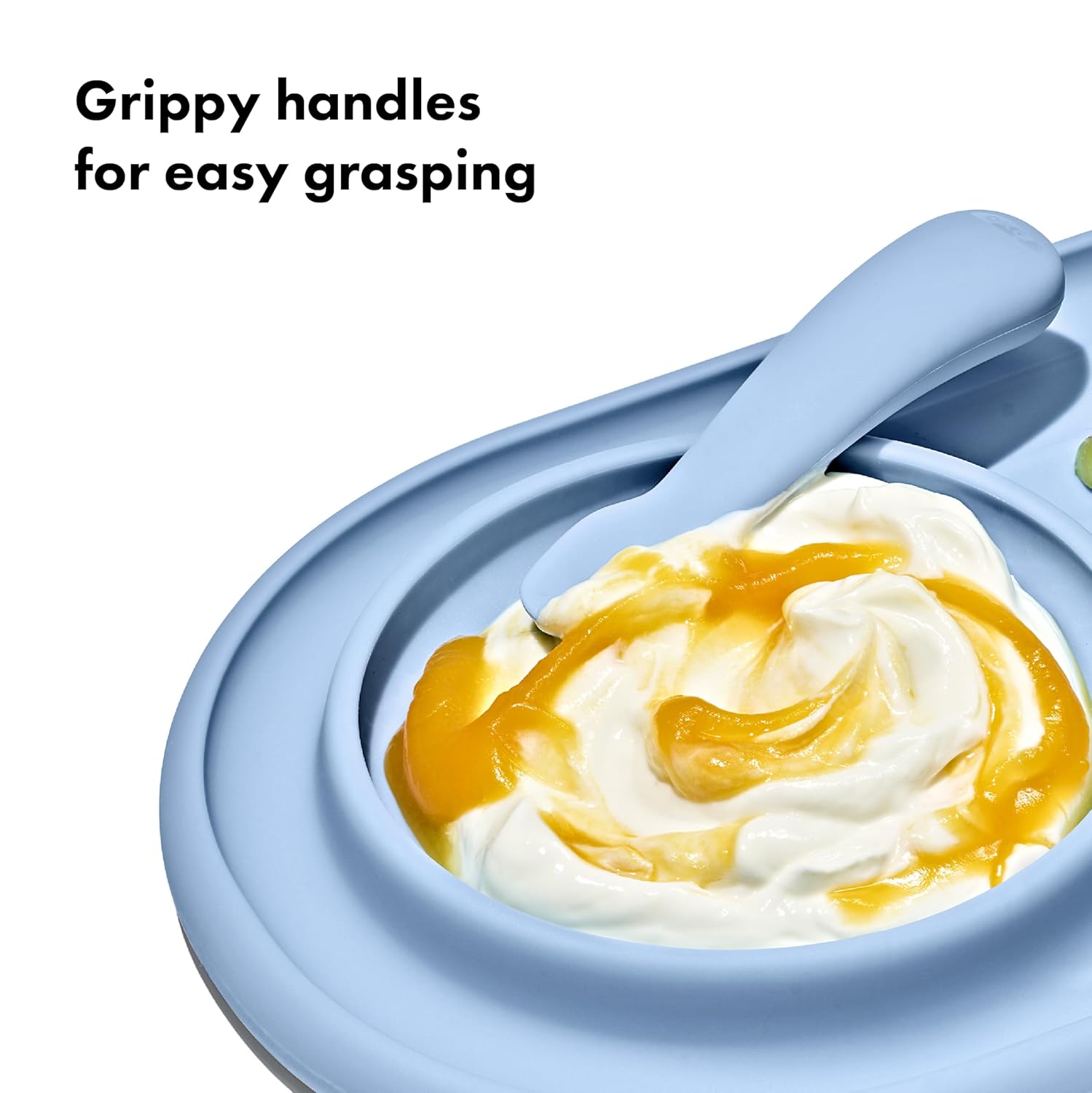 OXO Tot Textured Suction Plate & Spoons Set, Baby Led Weaning Supplies