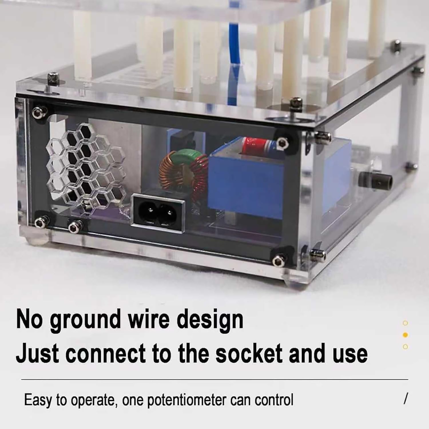 Muzyczna Cewka Tesli Biurkowa - Dwubiegunowa SSTC z Łukiem 30cm i Wejściem Audio 3.5mm. Edukacyjna Zabawka Naukowo-Demonstracyjna do Eksperymentów i Efektownych Pokazów Audiowizualnych,220v