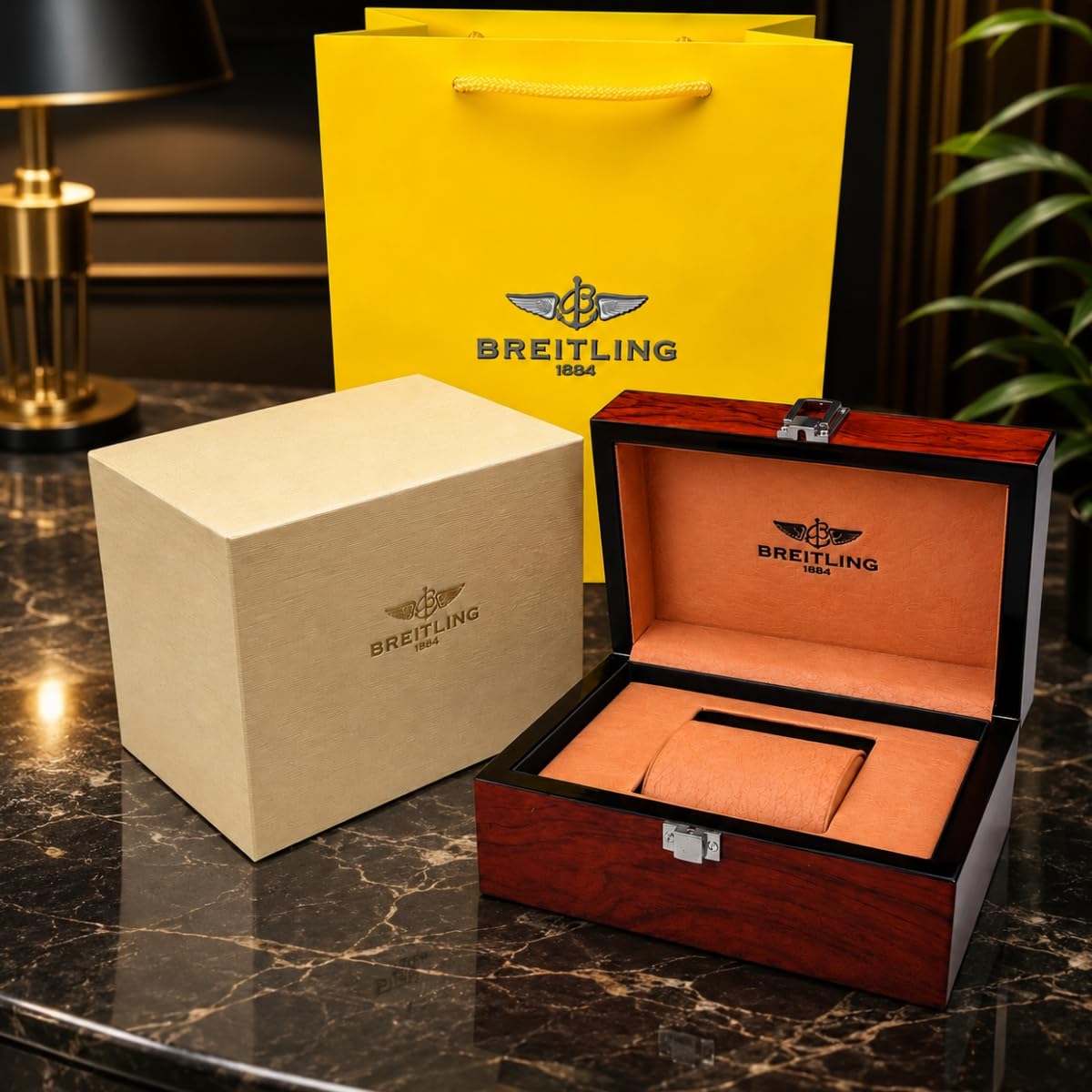 Caja de Relojes de Madera Organizador de Reloj Individual con Almohadilla Blanda e Interior Liso Superficie Texturizada para Breitling Chronomat