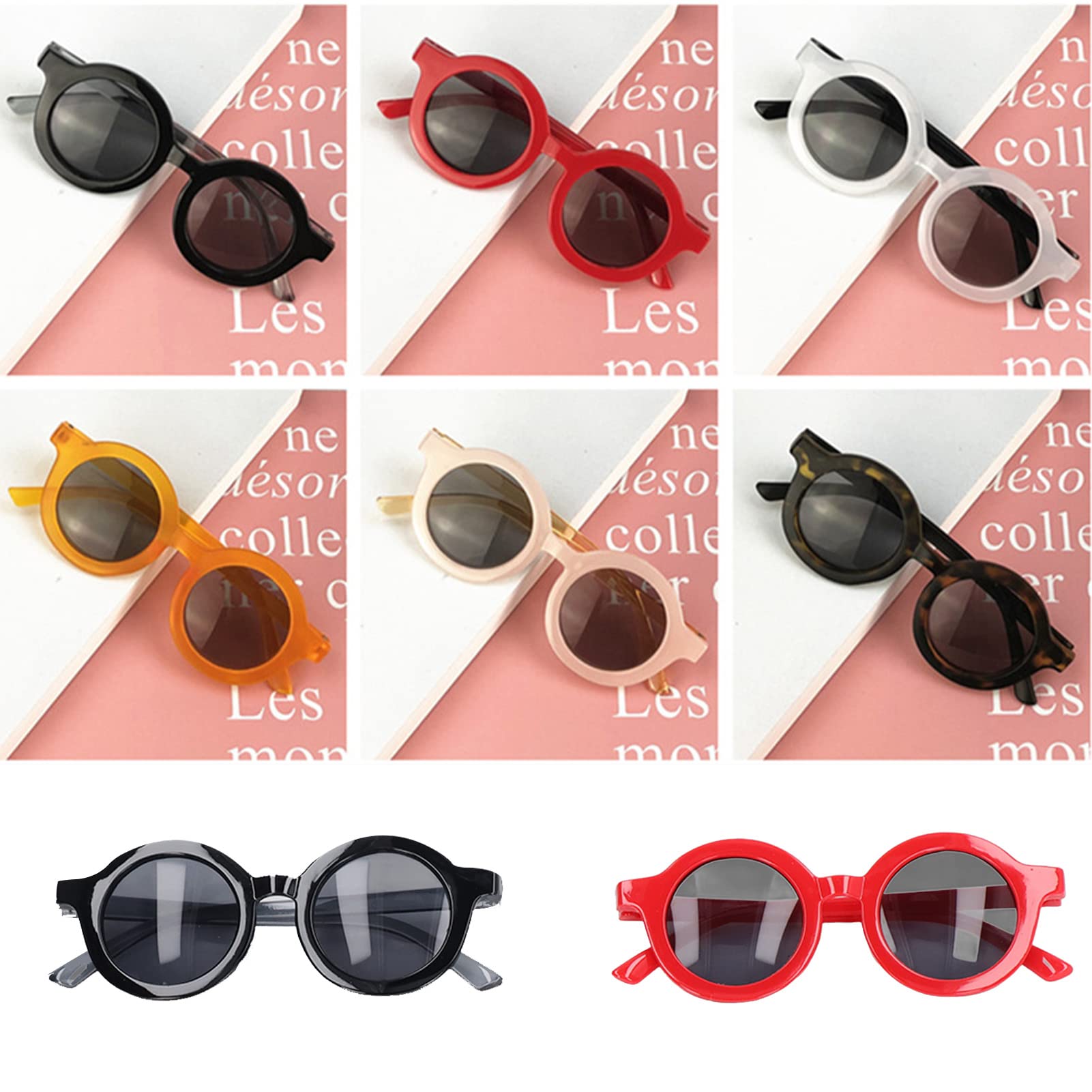 RIZGHWOY Gafas de Sol Redondas y Coloridas para Niños en un Juego de 6, Gafas de Sol Ligeras con Protección UV, Ideales para Uso en Exteriores