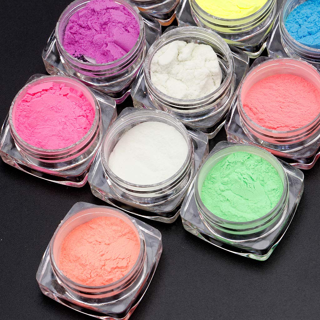 Night Glow in The Dark Pigment Powder, 10 Colour Luminous Paint Set-Fluorescent Powder for Painting,Nails, Resin, Glow Party,Graffiti or DIY Crafts