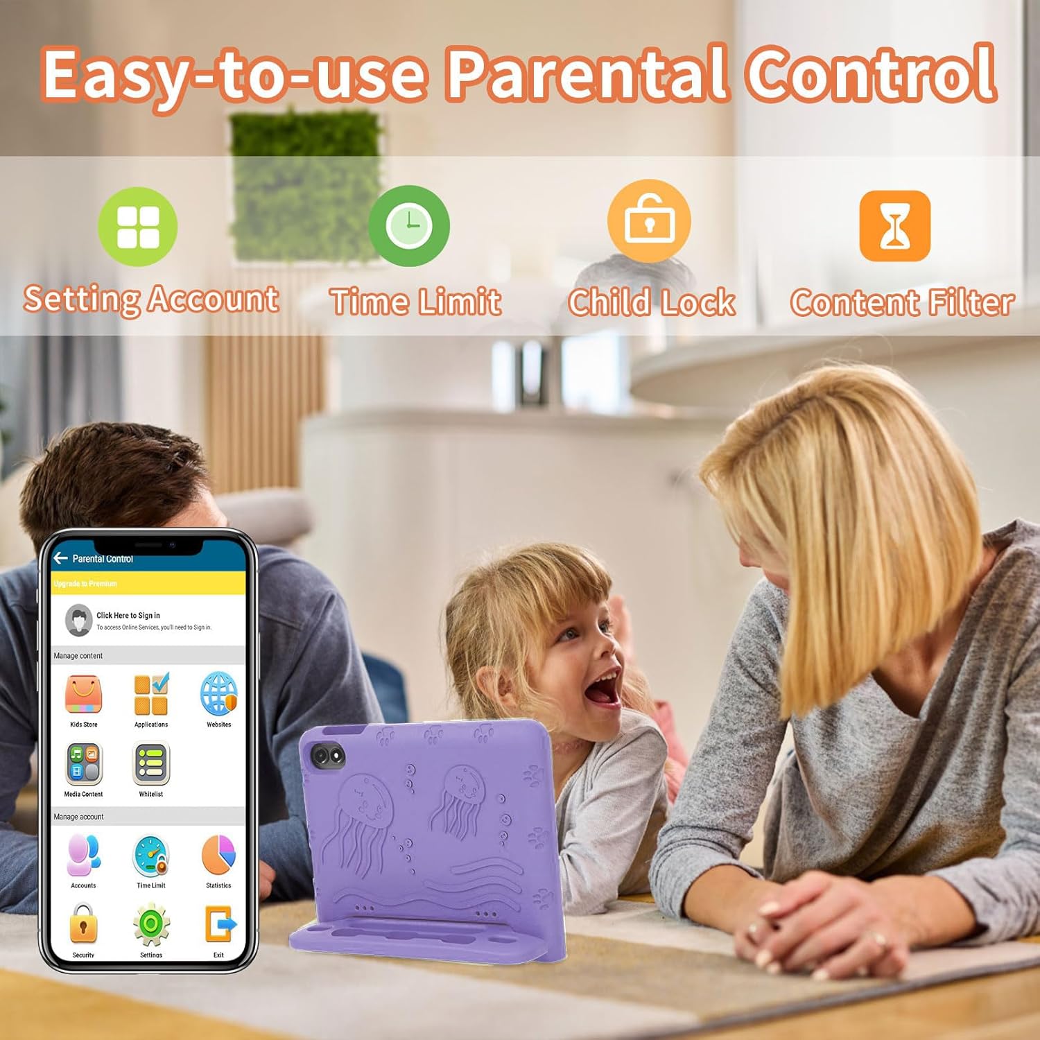 COLORROOM 2026 Upgraded Android 15 Tablet, 10inch Kids Tablet, Octa-core CPU, 10GB+64GB+1TB Expand Tablets for Kids with Kids Space, Parental Control, 6000mAh Big Battery,Touchscreen Tableta (Purple)