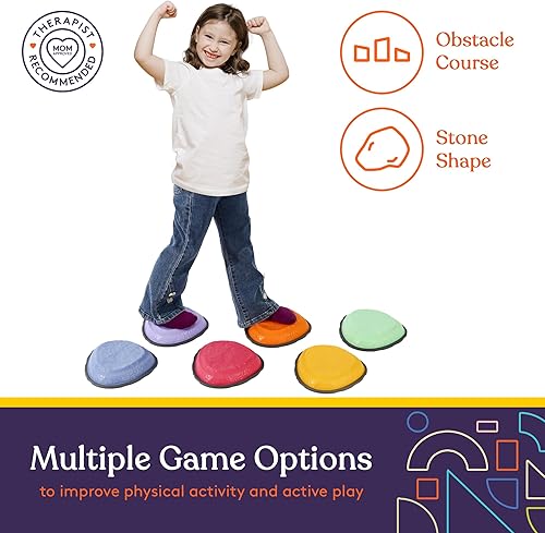 Miniatura 4 de Special Supplies Rock Shaped Stepping Stones for Kids Indoor and Outdoor Balance Blocks Promote Coordination, Balance, Strength Child Safe Rubber,