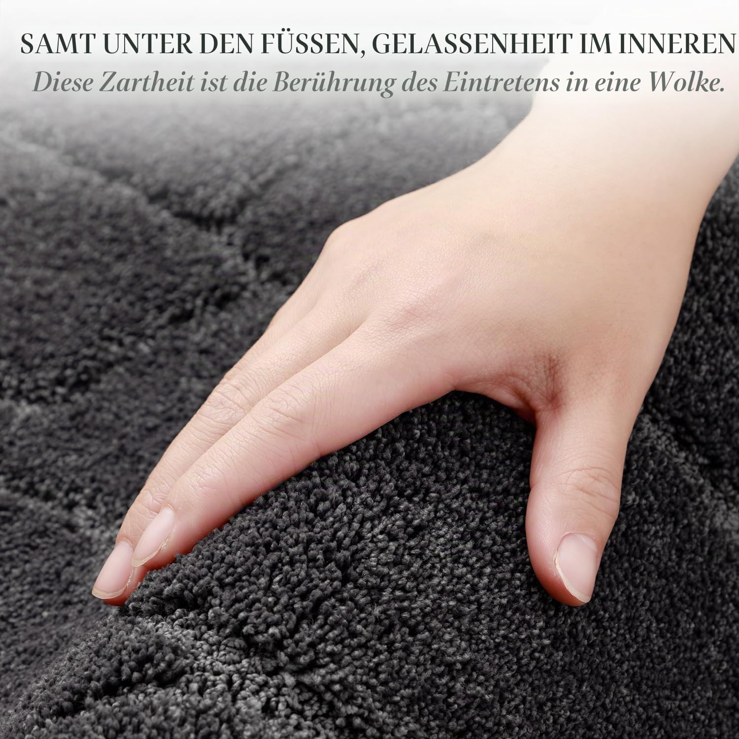 Großer Badezimmerteppich, 61 x 150 cm, extra weich, saugfähig, zottelig, lang, rutschfest, maschinenwaschbar, moderner Badteppich, Läufer für Badezimmer, Waschküche, Küche (Anthrazit)