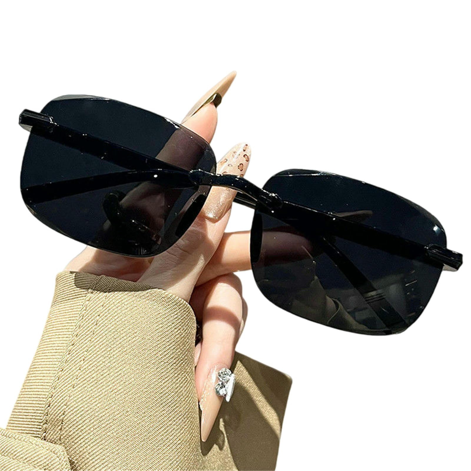 Gyios Men's Black Lens Sunglasses Rimless Sports For And Wo