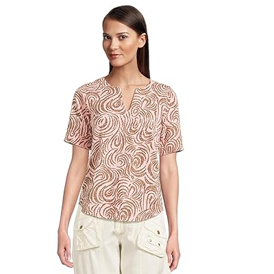 Mod o doc Half Sleeve Split Neck T Shirts Women