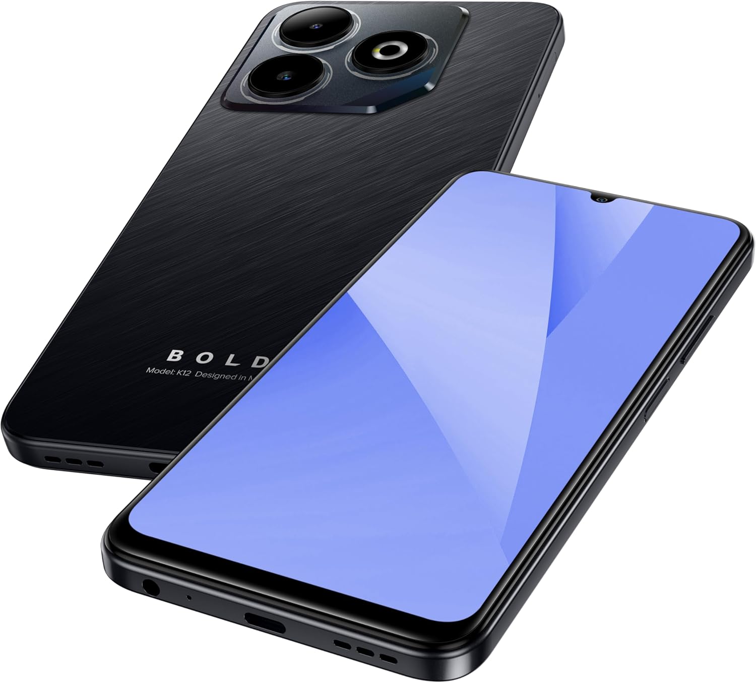 Bold K12 | 2025 | Unlocked | 6.8” HD+ 120Hz Infinity Display | 50MP Main + 8MP Selfie Cameras | 128GB Internal Storage | US Version | US Warranty | Black Blue