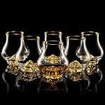 DUJUST Elegant Curvaceous Whiskey Glasses Set of 4 (7oz), Crystal Whisky Glass with 24K Gold Leaf Flakes, ONE of A Kind, Luxury Glass for Brandy/Bourbon/Tequila, BPA-Free & Lead-Free
