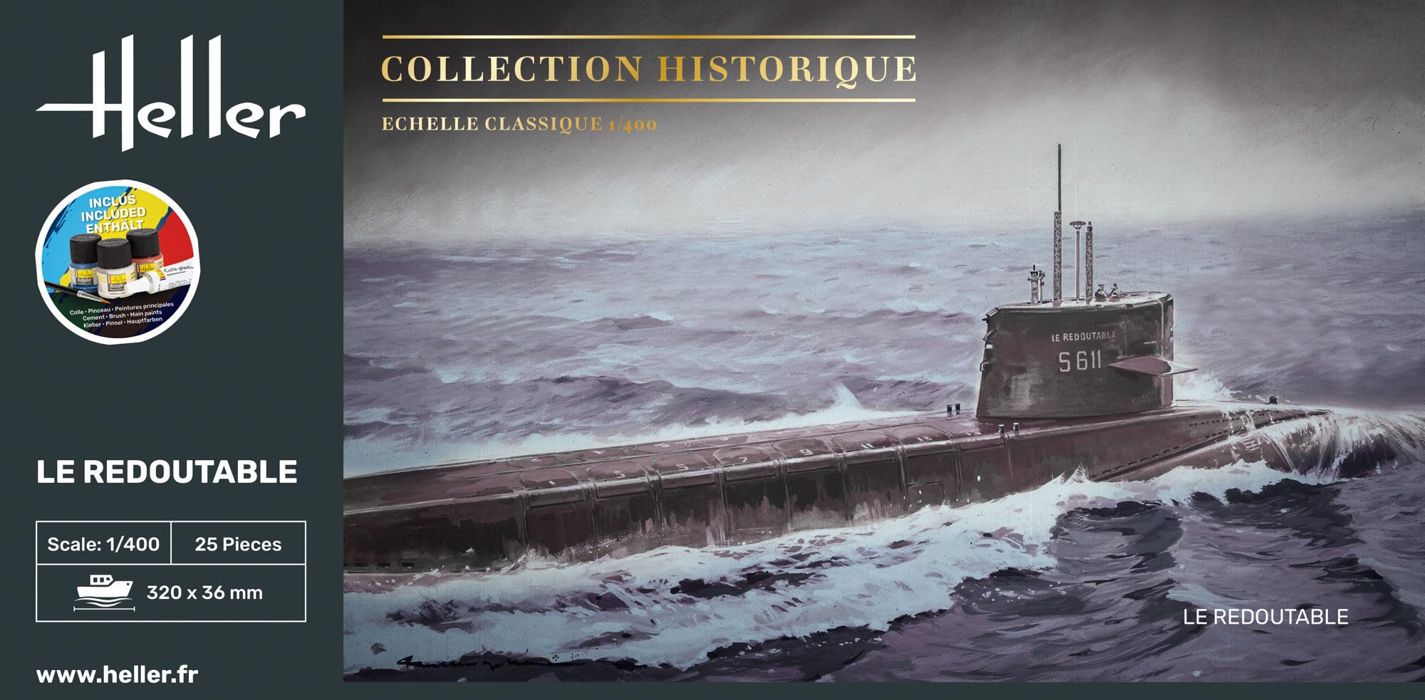 Heller Maquette sous-Marin : Collection Historique : Starter Kit : U-Boot S/M Redoutable