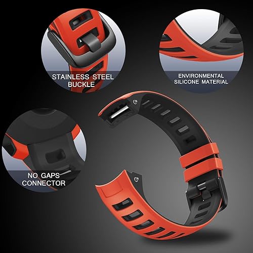 Miniatura 4 de NotoCity Correa de repuesto de silicona para reloj Garmin Instinct Band compatible con Garmin Instinct 2SolarTactical(rojo-negro)