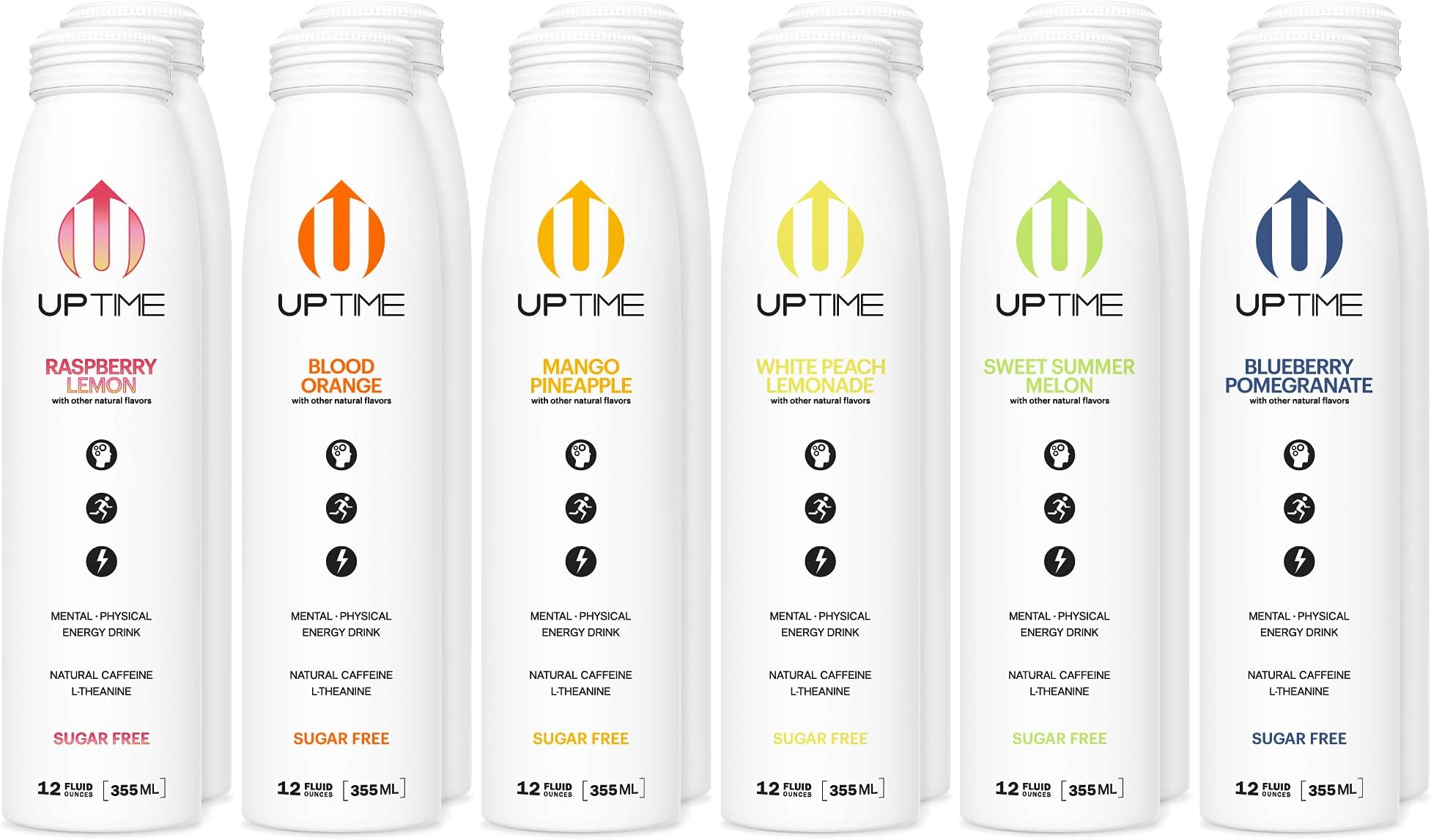UPTIME - Variety 12 Pack - Zero Sugar Premium Energy Drink, 12oz Cans, Natural Caffeine, Natural Flavors