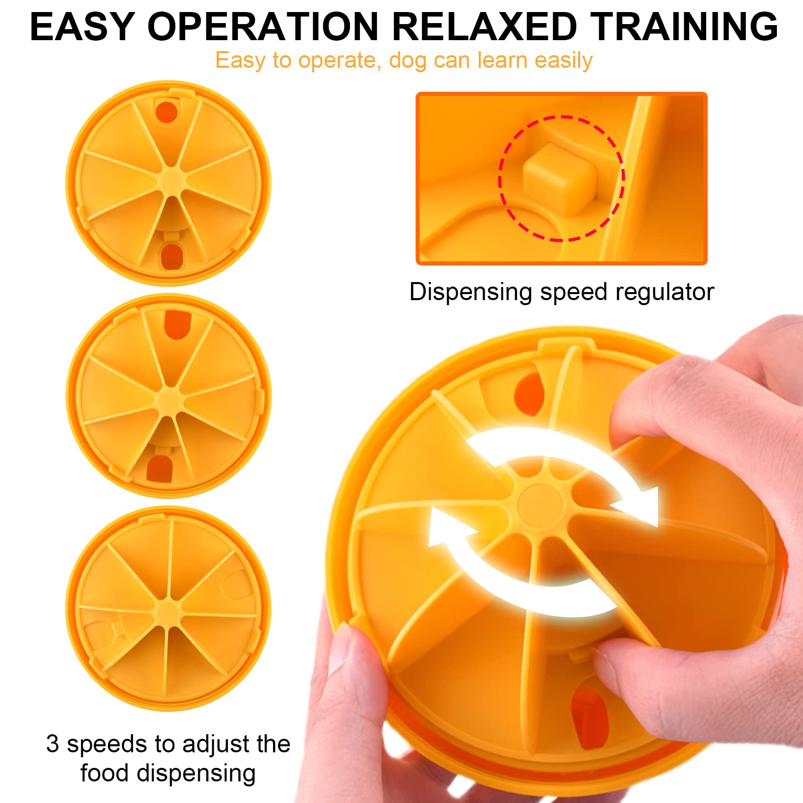 Cdycam Dog Treat Ball Treat Dispensing Interactive Toys for Dogs Squeaky Dog Puzzle Toy for Boredom Slow Feeder (Orange) - Image 4