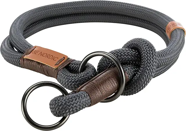 TRIXIE Zug-Stopp Hundehalsband BE NORDIC L-XL dunkelgrau/braun für große Hunde