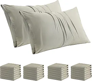 ZPECC Pillow Cases Bulk 24 Pack - Standard Pillowcases with Envelope Closure, Soft Brushed Microfiber Pillow Cover for Hotel Airb&bs Hospital Bedding Essential, Off-White