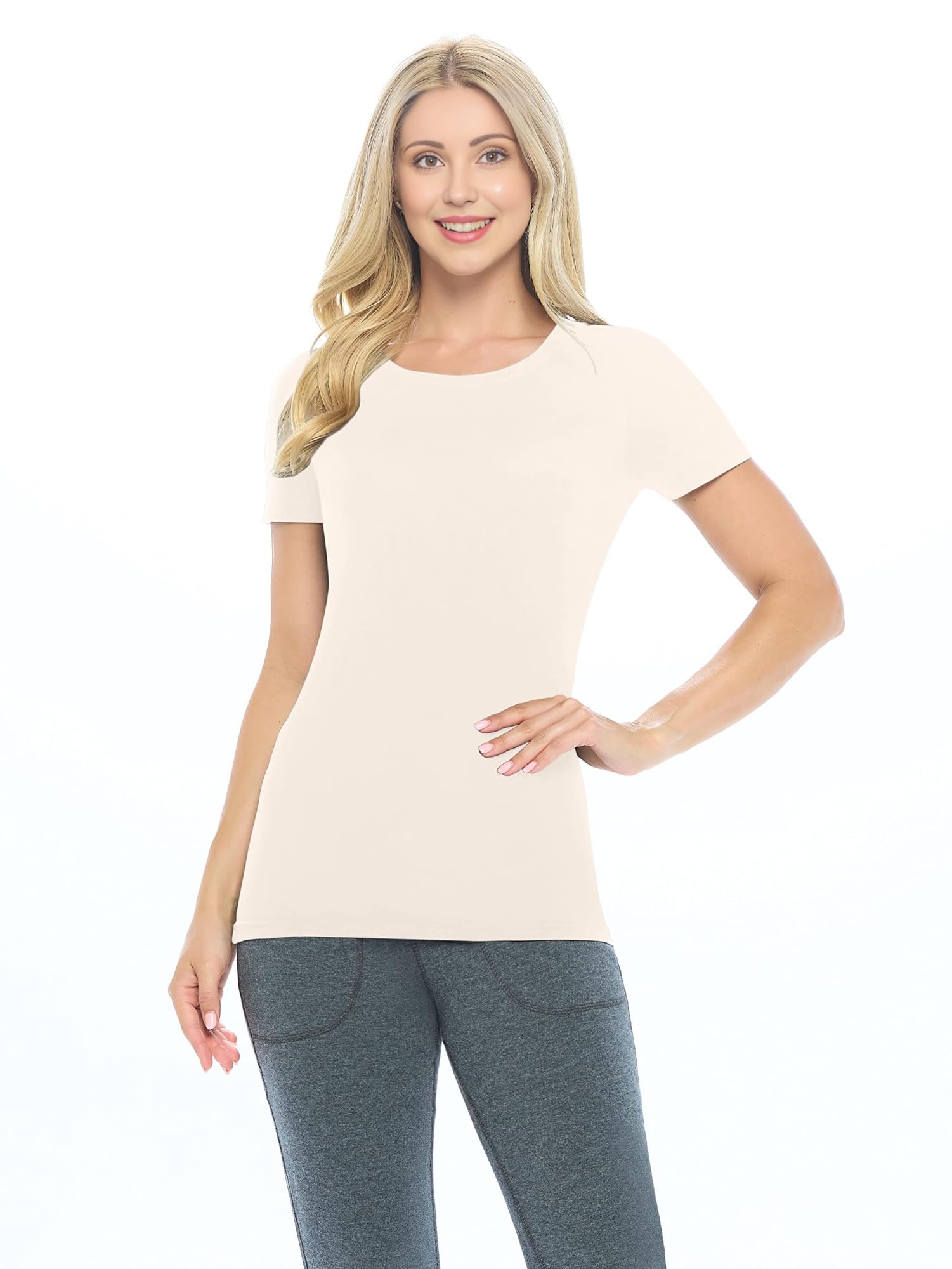 ACTIVE UNIFORMS Women's Short Sleeve Round-Neck T-Shirt Under Scrub (Nude, XXX-Large)