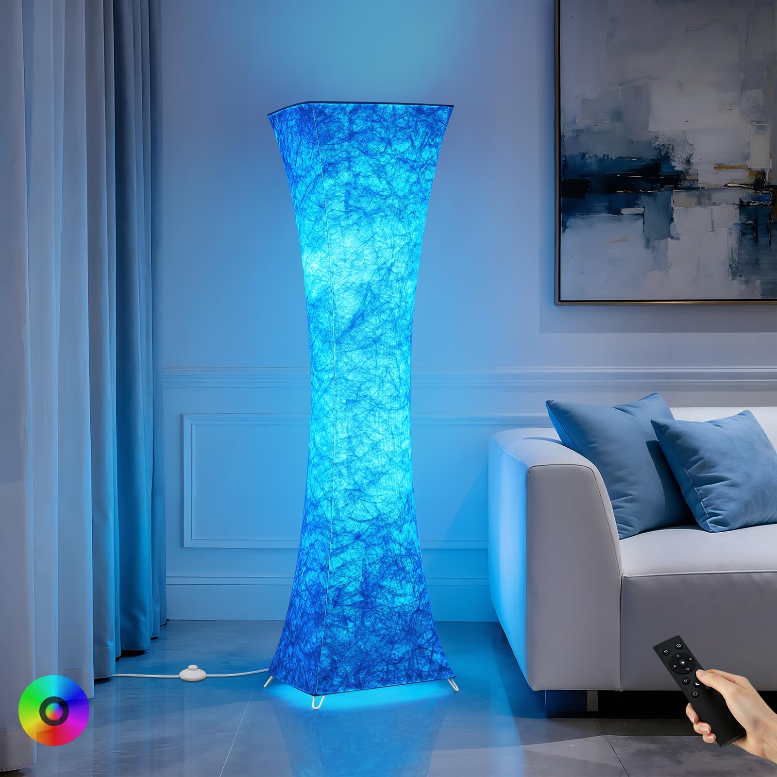 GyroVu Floor Lamps for Living Room, RGB Color Changing Corner