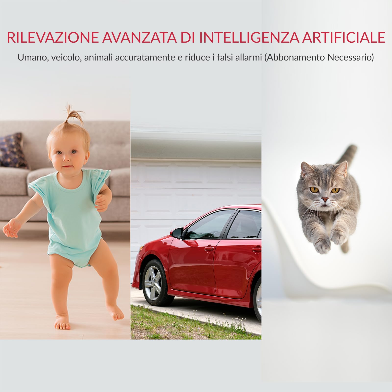 YI Telecamera WiFi Interno PRO 2K Home Camera,Notifiche in Tempo Reale,Supporta 2.4GHz,Rilevamento Movimento,Compatibile con Alexa e google assistant,3MP Videocamera Sicurezza per Casa,Confezione da 3
