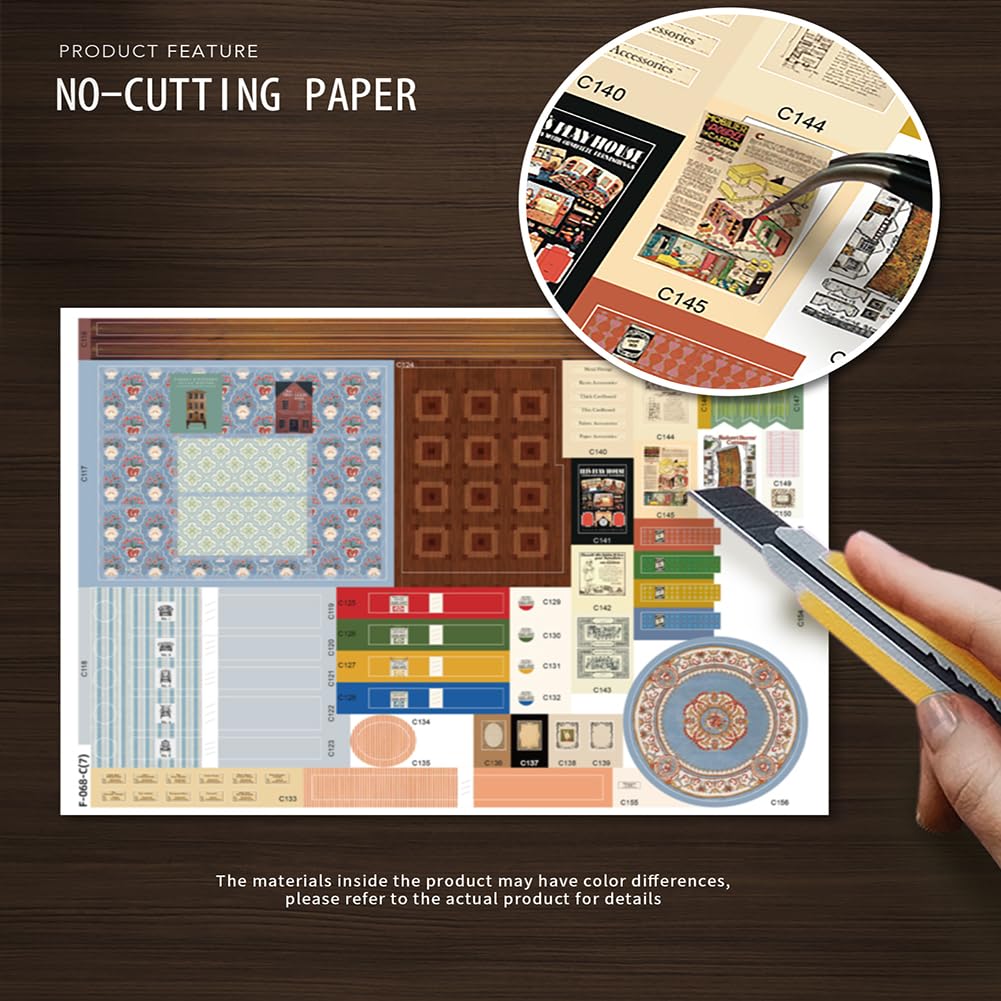 Miniaturowy domek dla lalek do samodzielnego montażu, puzzle z meblami LED, puzzlami 3D i szklarniami na książki - kreatywny zestaw do dekoracji półek. (bez osłony ochronnej)