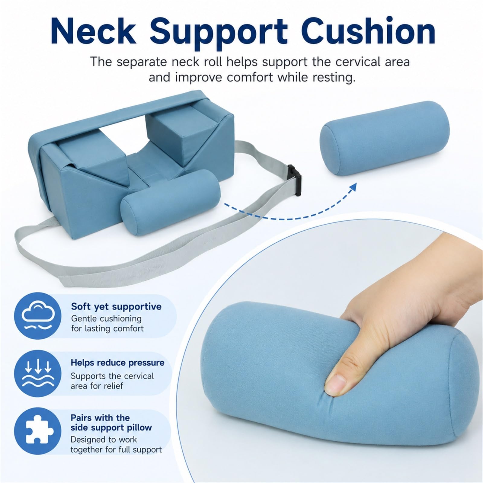 Almohada Posicionadora de Cabeza para Pacientes Encamados y Ancianos - Cojín Estabilizador de Cuello Ajustable para Silla de Ruedas de Respaldo Alto y Cama