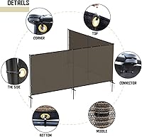 Vista 2 de TANG Valla de privacidad para exteriores de 5 x 12 pies, pantalla de malla independiente con postes de hierro estacados, divisor temporal de patio