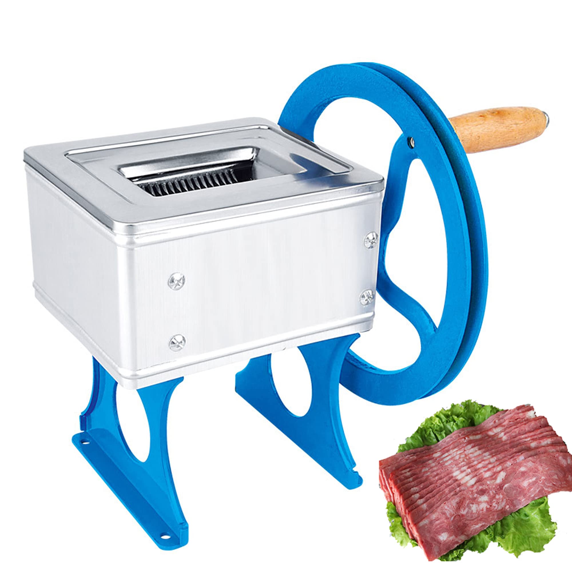 Affettatrice per Carne, Affettatrice Manuale da 80 kg/H con Vassoio per Carne da 1 Litro, Tagliapatate per Carne in Acciaio Inossidabile (18 * 16 * 22 Cm)