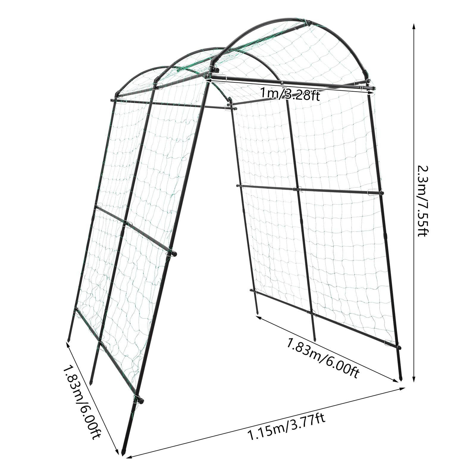 Traliccio da Giardino per Arrampicata su Piante, Arco Metallico Alto 2,3 m, Nero, Acciaio Q195, Forma ad A, Moderno, Galvanizzato e Rivestito in Plastica