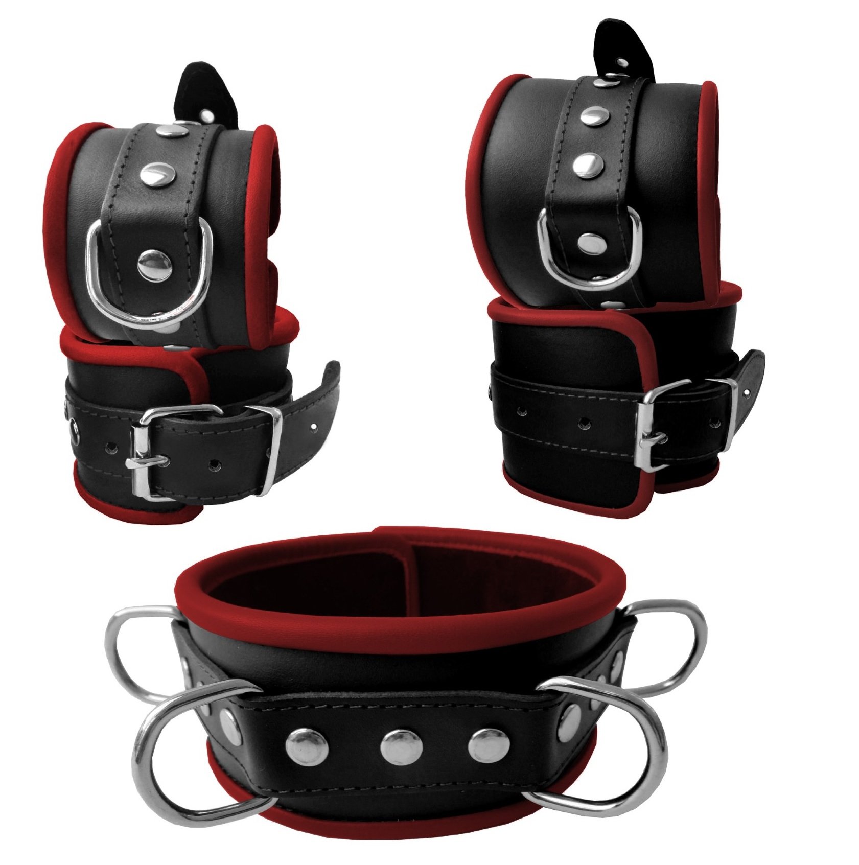 BDSM Bondage Leder Set Fesselset rot Top Qulität